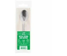 Gogreen Metal spoon and napkin set Go Žalias