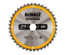 Pjovimo diskas medienai DeWalt; 216x2,6x30,0 mm; Z40; -5°