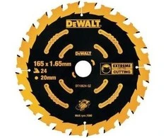 Pjovimo diskas medienai DeWalt; 165x1,65x20,0 mm; Z24; 18°