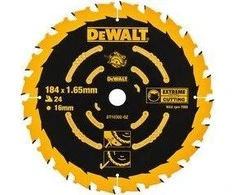 Pjovimo diskas medienai DeWalt Extreme; 184x1,65x16,0 mm; Z24; 5°