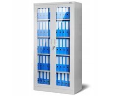Diablo Chairs Aktenschrank Büroschrank Vitrinenschrank AMELIA, 900 x 1850 x 400 mm, grau