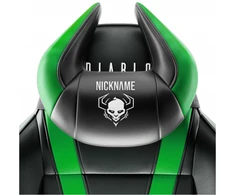 Diablo Chairs Diablo Diablo X-Horn galvos atramos pagalvė su asmeniniais siuvinėjimais, juoda ir žalia