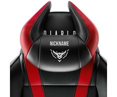 Diablo Chairs Diablo Diablo X-Horn galvos atramos pagalvė su asmeniniais siuvinėjimais, juoda ir raudona