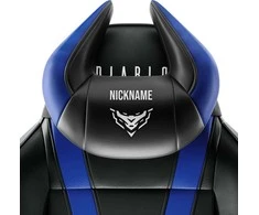 Diablo Chairs Diablo Diablo X-Horn galvos atramos pagalvė su asmeniniais siuvinėjimais, juoda ir mėlyna