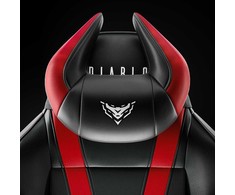 Diablo Chairs Diablo Diablo X-Horn galvos atramos pagalvė su asmeniniais siuvinėjimais, juoda ir raudona