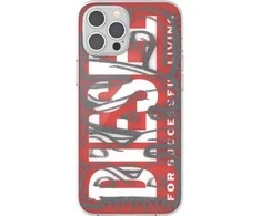 Diesel Snap Dėklas skaidrus AOP Apple iPhone 12 Pro Max raudona-pilka red-pilkas 42568