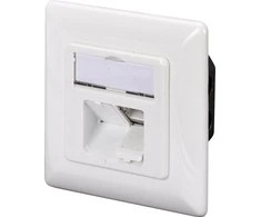 Digitus CAT 6A klasės EA tinklo lizdas, ekranuotas, 2xRJ45, LSA grynas baltas, įleidžiamas, montuojamas horizontaliai. | CAT 6A klasės EA tinklo lizdas, ekranuotas