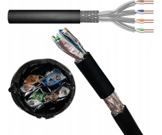 Digitus Kabelis instalacyjny zewnętrzny suchy DIGITUS kat.7,S/FTP, Fca, AWG 23/1, PE, 500m, juoda, szpula