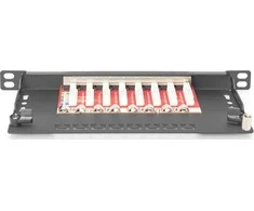 DIGITUS Cat.6A Slim Patch Panel, gesch.,8-Port, 0,5 HE, 10