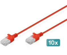 Digitus Patchcord Slim Cat.6 U/UTP LSZH 1m raudona 10 vnt. (DK-1618-010S-R-10)