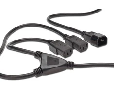 Assmann Electronic DIGITUS maitinimo laido skirstytuvo kabelis C14 - 2x C13 M/F 1.7m H05VV-F3G 1.0qmm/0.75qmm bl