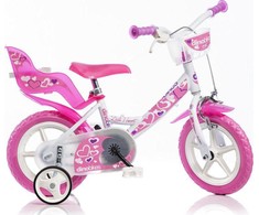 Dino bikes Dviračio vaikams 12'' baltai rožinis