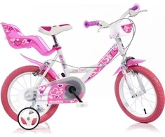 „Dino bikes“ 16 colių vaikiškas dviratis, baltas ir rožinis