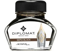 Diplomat rašalas amžiniems rašikliams DIPLOMAT, kalmaruose, 30 ml, juodos sepijos