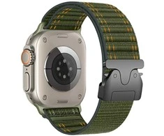 Beline Woven Nylon Diagonal Style Parachute apyrankė skirta Apple Watch 42/44/45/49mm žalios spalvos