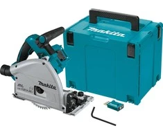 Makita DSP601ZJU Akumuliatorinis diskinis pjūklas, 56 mm, 165x20 mm, 2X18V, pjovimas kampu nuo -1° iki +48°, Bluetooth!!! lagaminas