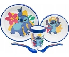 Disney Stitch - Neslystantis mikrobangų indų rinkinys 5 vnt. (lėkštė, dubuo, puodelis, šakutė, arbatinis šaukštelis)
