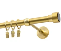DKD Home Decor Vieno vamzdelio karnizas FI 19 MM žalvarinis satininis 480 CM Slick su ratukais Kowalski