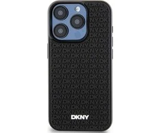 DKNY DKHCP15S3DRPWK Apple iPhone 15 14 13 6.1″ juodos spalvos kietas dėklas 3D Rubber Repeat Pattern