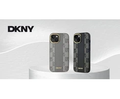 DKNY DKHMP15MPCPVSLE Apple iPhone 15 Plus 6.7″ beige kietas dėklas Leather Checkered Mono Pattern MagSafe