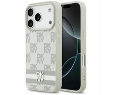 Dėklas DKNY Checkered with Printed Stripes skirtas Apple iPhone 17 Pro beiige