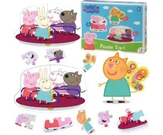 Dodo Dėlionė 3w1 "ŚWINKA PEPPA" PEPPA PIG 3 UKŁADANKI W JEDNYM OPAKOWANIU