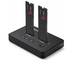 Qoltec 52366 M.2 NVMe SSD Docking Station | PCIe | USB-C | 20 Gb/s | DUAL 2 x 8TB | Offline cloning