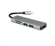 Šakotuvas Doko stotelė ROLINE USB typu C, HDMI 4K30, 2x USB 3.2 Gen 1, SD kortelių skaitytuvas/MicroSD