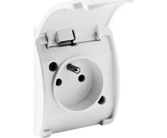 Vieno paviršiaus montuojamas lizdas su įžeminimu, sklendė VIPLAST KOALA Baltas IP44 161-01