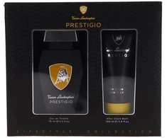 Setas Tonino Lamborghini: Prestigio tualetinis vanduo vyrams, 75 ml + Prestigio gaivusis po skutimosi balzamas, 100 ml