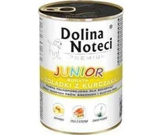 DOLINA NOTECI Premium Junior daug vištienos skrandukų – drėgnas maistas vidutinių ir didelių veislių šuniukams – 400g