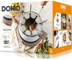 DOMO DO736F Fondue 1500 W valdymo lemputė, 8 medinės fondiu šakutės, balta