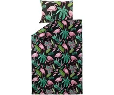 Patalynės komplektas Domoletti Flamingo, juoda/rožinė, 140 x 200 cm