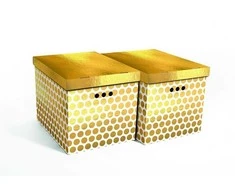 Domoletti FOLDABLE CART BOX2 44X35X32CM GOLD DOTS