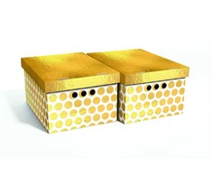 Domoletti FOLDABLE CART BOX33X25X18CM 2 GOLD DOTS