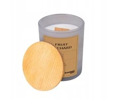 DONAU HOME sojų pupelių žvakė, pilko stiklo, mediniu dangteliu ir dagtimi, „Fruit Orchard“, 200 g