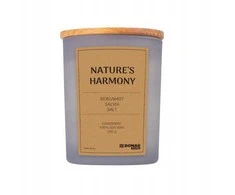 DONAU HOME sojų pupelių žvakė, pilko stiklo, mediniu dangteliu ir dagtimi, „Nature's Harmony“, 200 g
