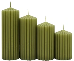 Donau Home Riebalinė žvakė stulpelis su grioveliais, 60x80/100/120/140mm, 4 vnt., žalia (45342314-02)