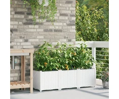 Sodo vazonas 3 vnt. Balta 120 x 40 x 37,5 cm PP