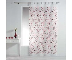 Douceur Dinterieur Interjero dizainas Langų užuolaidos su ąselėmis PETIT FLEUR, 140 x 240 cm, balta ir raudona