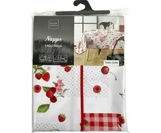 Douceur d`Interieur vaisių rašto staltiesė CERISE, 140 x 240 cm, plastikas