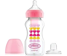 DR. BROWN'S OPTIONS+ 270 ml pereinamasis buteliukas plačiu kakleliu + silikoninis snapelis, rožinis