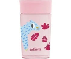 DR. BROWN'S 360 Tumbleris puodelis be snapelio, rožinis, be rankenos, 300 ml
