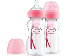 Dr Browns Dr.Browns WB92601 plataus kaklo buteliukas 270 ml PP OPTIONS PLUS 2 PACK Rožinis