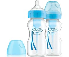 Dr Browns Dr.Browns WB92602 plataus kaklo buteliukas 270 ml PP OPTIONS PLUS 2 PACK mėlynas