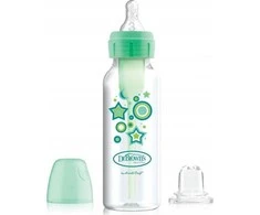 DR. BROWN'S buteliukas pereinamasis OPTIONS+ siauru kakleliu, žalias 250ml + silikoninis snapelis, SB81603-P3