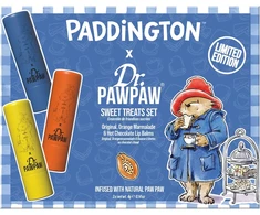 Set Dr. PawPaw: Paddington Oranžinis Marmalade Hydrating Lūpų balzamas, 4 g + Paddington Bear Original Balm Vegan Lūpų balzamas, 4 g + Hot Chocolate Hydrating Lūpų balzamas, 4 g