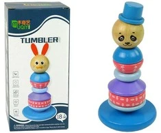 Lean Toys Medinė edukacinė piramidė Panda balansavimo bokštas