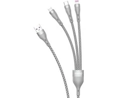 „Dudao 3in1“ USB laidas – „Lightning“ / „microUSB“ / USB Type C 65 W, 1,2 m pilka (L20X)