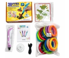 Rotaļlietas iLike 3D Pen-3 with LCD display and 10 stencils Mėlyna + Plastic set: 20 colors of 10 meters 200 meters Rožinė 4752192108274 ILI3DPLCDPSP (4752192108274)